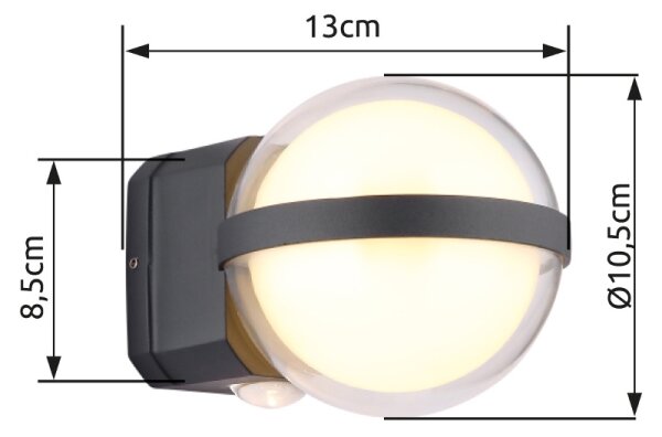 Globo 34157 - LED Екстериорен аплик ILLI LED/12W/230V IP54 черен