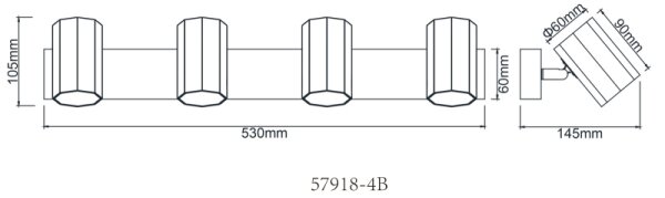 Globo 57918-4B - Спот JAMES 4xGU10/25W/230V черен