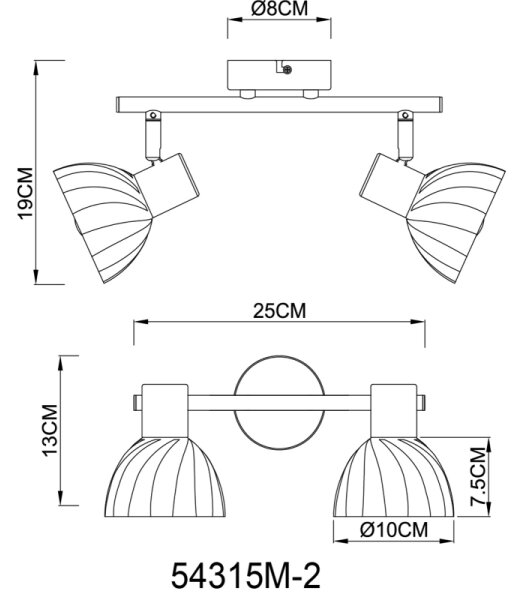 Globo 54315M-2 - Спот ZACHERY 2xE14/40W/230V златист