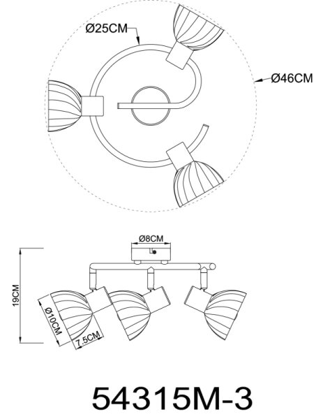 Globo 54315M-3 - Спот ZACHERY 3xE14/40W/230V златист
