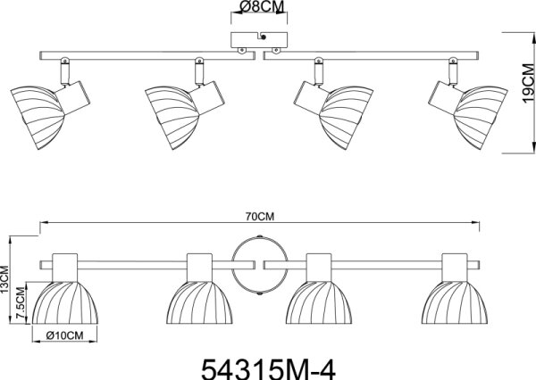 Globo 54315M-4 - Спот ZACHERY 4xE14/40W/230V златист
