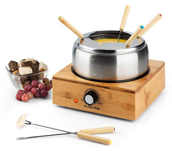 Klarstein Bambus Fondue, тенджера от неръждаема стомана, 800W