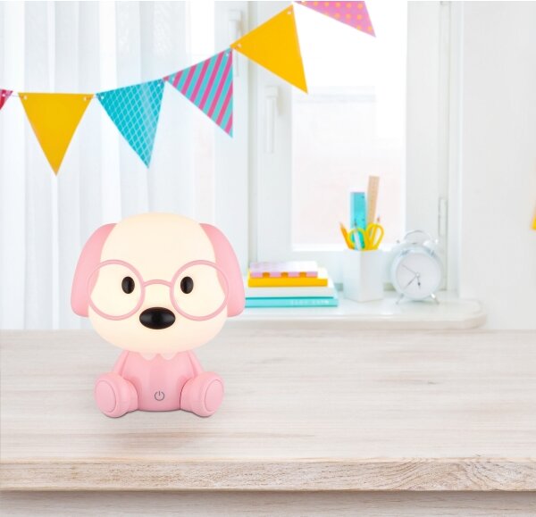 Globo 21761P - LED детска нощна лампа PUPPY 1W/5V 500 mAh розова