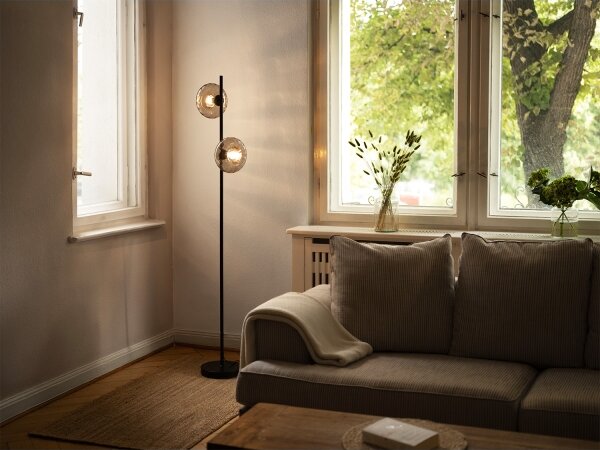 Osram - Подова лампа DECOR SMOKE 2xE14/12W/230V черна/димносива