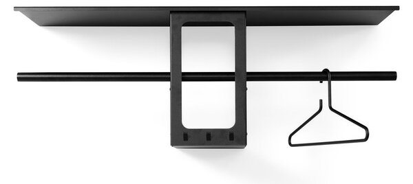 Черна стоманена стенна закачалка с рафт 100 cm Luno Small – Spinder Design