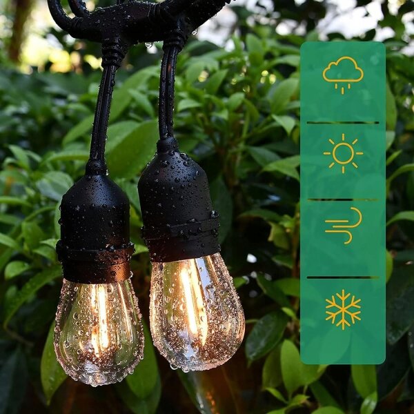 LED външен декоративен гирлянд 10xE27/1W/230V 6,44 m IP44 черен