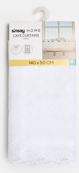 Sinsay - Комплект къси пердета с декоративни панделки 2 pack - червeн