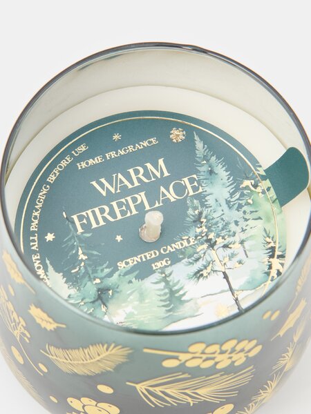 Sinsay - Коледна ароматна свещ в стъкло Warm Fireplace - зeлeн