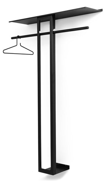 Черна стоманена стенна закачалка с рафт 100 cm Luno Large – Spinder Design