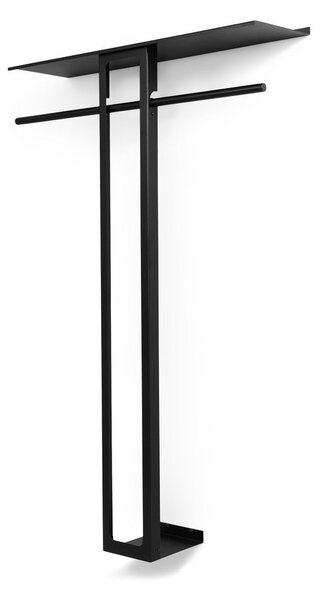 Черна стоманена стенна закачалка с рафт 100 cm Luno Large – Spinder Design