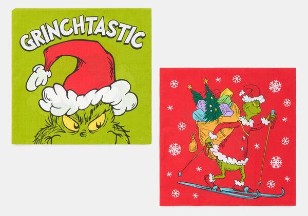 Sinsay - Памучни калъфки за възглавници с коледен мотив 2 брояk Grinch - многоцветен
