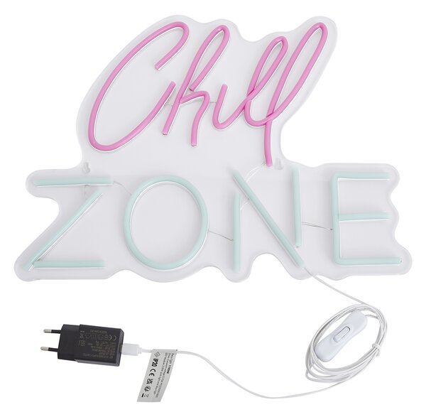 Неонова стенна лампа розова със синьо с LED - Chill Zone