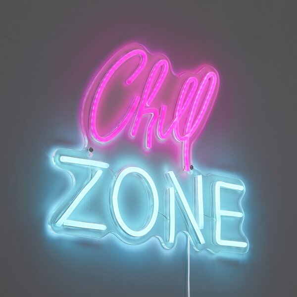 Неонова стенна лампа розова със синьо с LED - Chill Zone