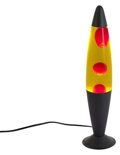 Лава лампа Molten Lava жълта с червен восък с LED