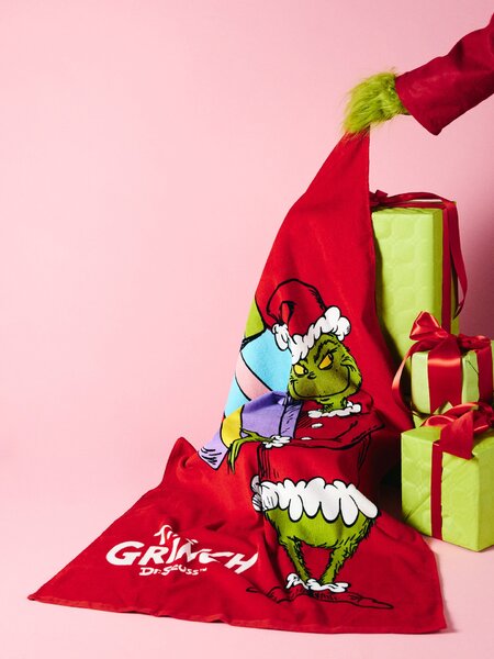 Sinsay - Детска памучна хавлиена кърпа с коледен принт Grinch - червeн
