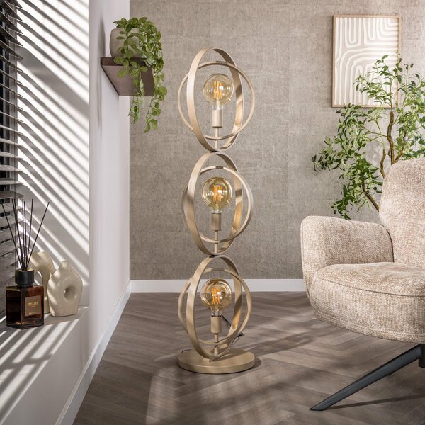 Zijlstra Стелажна лампа Turn Around, бежова, 3-пламъчна, височина 124 cm, E27, Бежов, Дневна/трапезария, Метал, Модерен