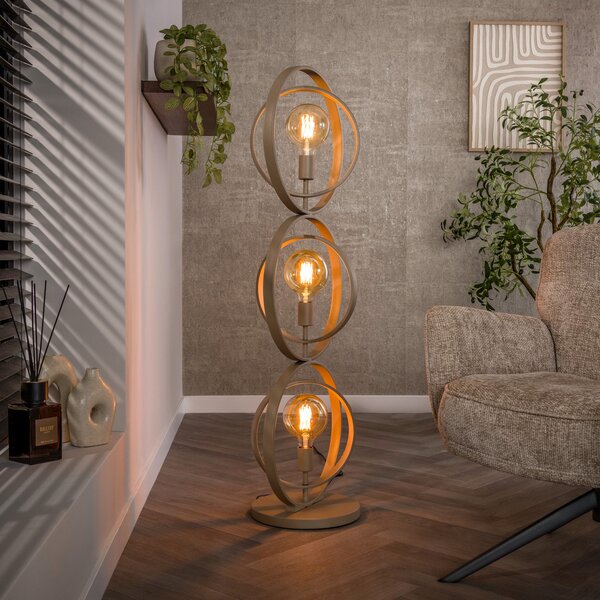 Zijlstra Стелажна лампа Turn Around, бежова, 3-пламъчна, височина 124 cm, E27, Бежов, Дневна/трапезария, Метал, Модерен