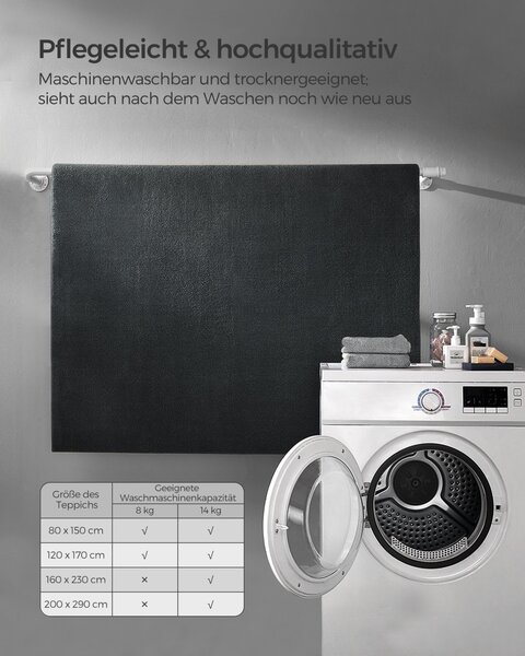 Килим Songmics тъмен сив 230x160x0.1 см