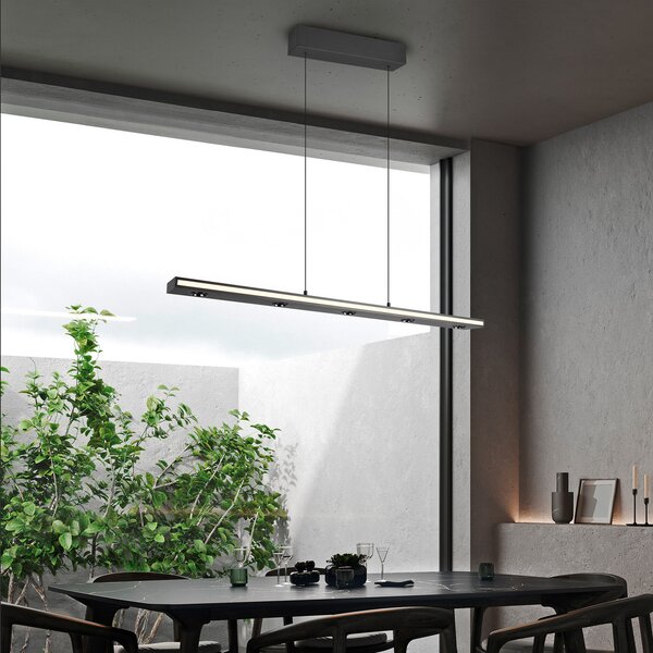 Trio Lighting LED висяща лампа Graham, черна, метал, нагоре/надолу, CCT, димер, Затъмняване, Черен, Дневна/трапезария, Метал, Модерен