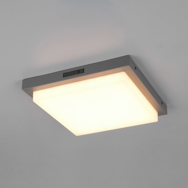 Trio Lighting LED външна стена Bermejo, ъглова, сензор, CCT, антрацит, Сив, Метал