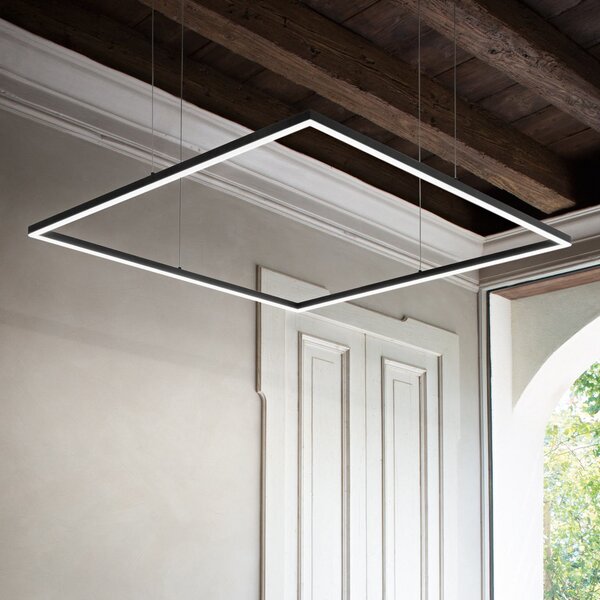 IDEAL LUX Ideal Lux LED-поточен светильник Oracle Slim 90 x cm черен 3.000 K, Черен, Дневна/трапезария, Алуминий, Модерен