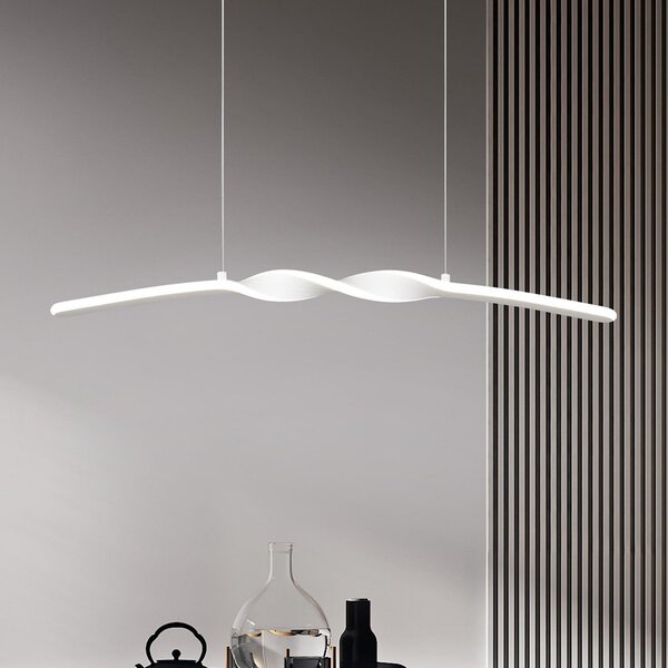 Reality Leuchten LED висяща лампа Ginko, бял мат, метал, дължина 79 cm, Бял, Дневна/трапезария, Метал, Модерен