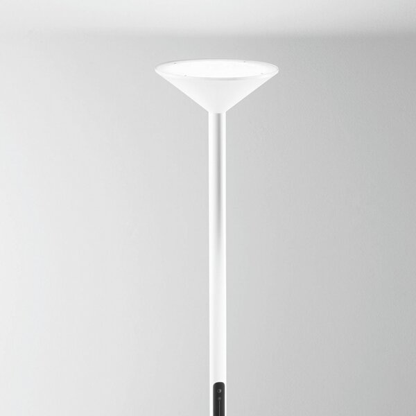Fabas Luce LED стояща лампа Tratto, бяла, метал, CCT, с димер, Затъмняване, Бял, Дневна/трапезария, Метал, Модерен