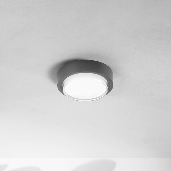 Fabas Luce LED външен тавански осветител Owen, тъмно сив, метал, 23 cm, IP65, Черен, Алуминий, Модерен