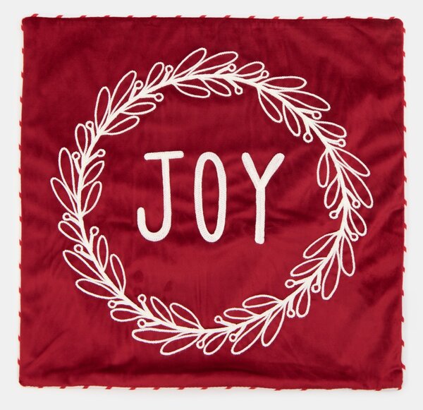 Sinsay - Калъфка за възглавница с коледна бродерия JOY - червeн