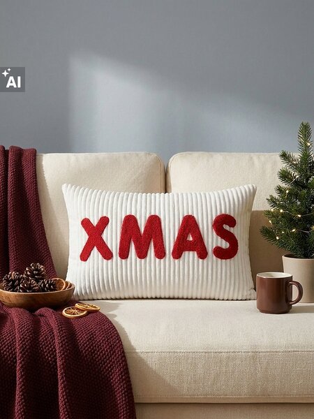Sinsay - Коледна декоративна възглавница с бродерия XMAS - многоцветен