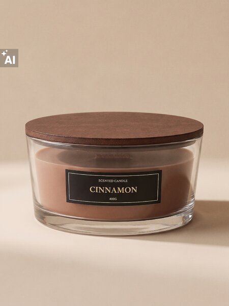 Sinsay - Ароматна свещ с дървен фитил Cinnamon - бежово