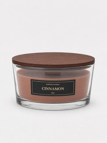 Sinsay - Ароматна свещ с дървен фитил Cinnamon - бежово
