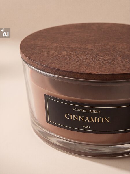 Sinsay - Ароматна свещ с дървен фитил Cinnamon - бежово