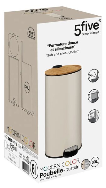 Кош за боклук 5five Modern Color, 30 L - Бежов / Метал