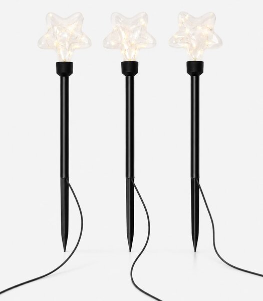 Sinsay - Комплект забиващи се LED градински лампи с мотив звезда 3 pack - черeн