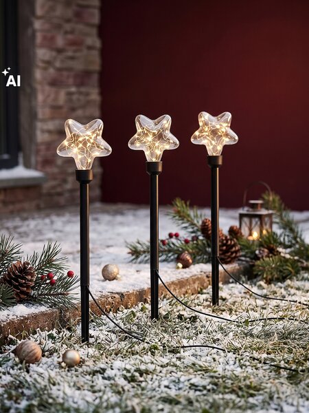 Sinsay - Комплект забиващи се LED градински лампи с мотив звезда 3 pack - черeн