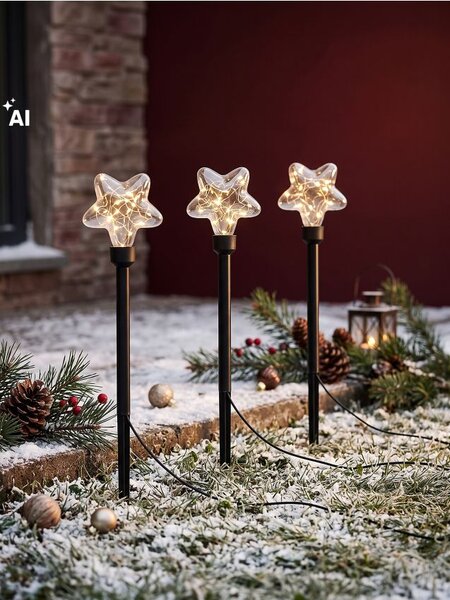 Sinsay - Комплект забиващи се LED градински лампи с мотив звезда 3 pack - черeн