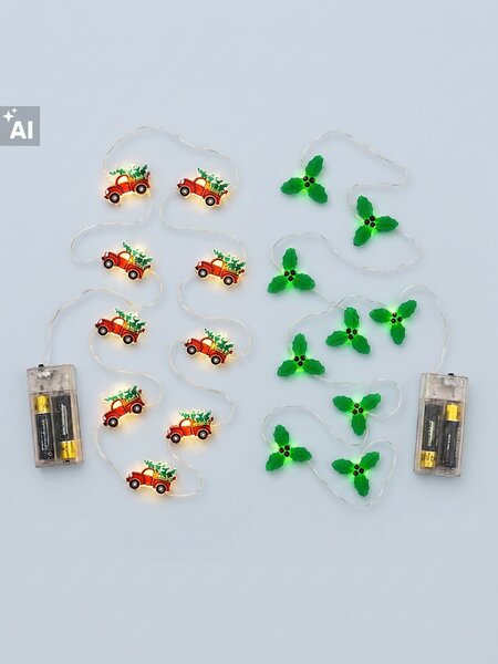 Sinsay - Комплект LED лампички за коледна елха с мотиви на автомобили и джел 2 pack - червeн