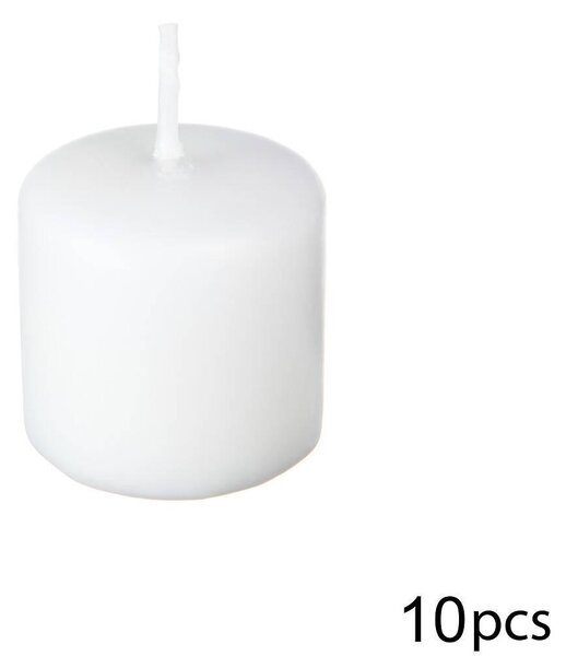 Комплект свещи без аромат atmosphera Many, 10 Votive свещи, Диаметър 3.8 см, Бели