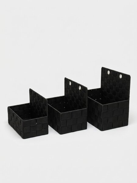 Sinsay - Комплект плетени кошници за съхранение 3 pack - черeн