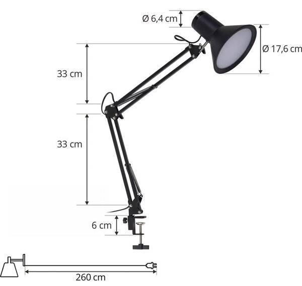 Lindby - Undra LED Настолна лампа Черно Lindby