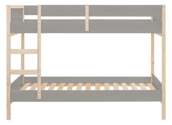 Двуетажно детско легло от масивен бор в сив и естествен цвят 90x200 cm Square – Støraa