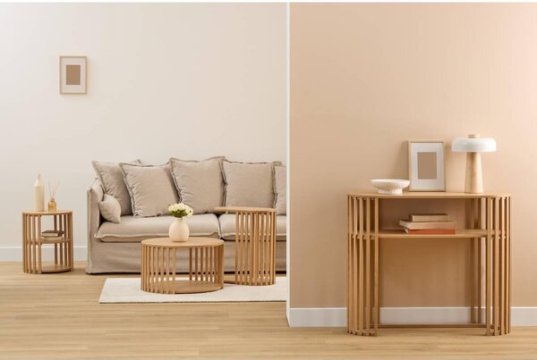 Кафе маса 5five Slat, MDF, ⌀60 cm, Бежова