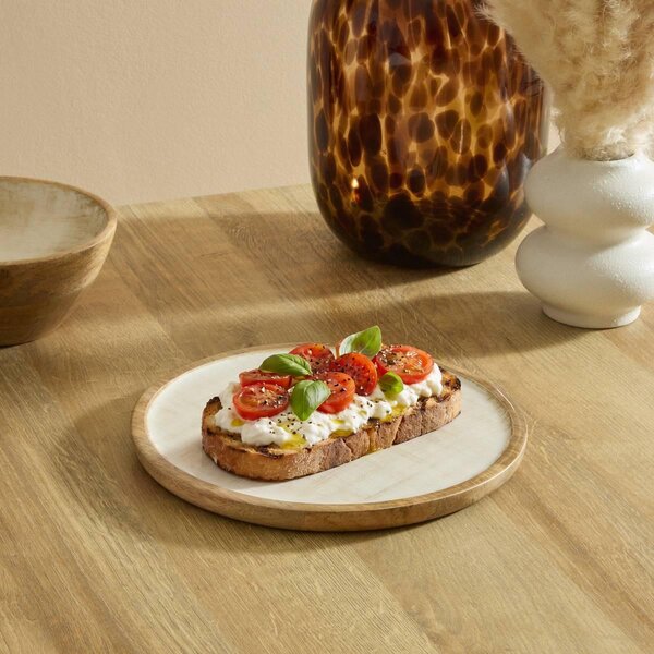 Презентационна чиния Secret de Gourmet Ava, Дърво манго, Ø23 cm - Бял