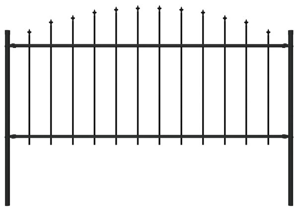 Sonata Градинска ограда с връх пика, стомана, (0,5-0,75)x1,7 м, черна