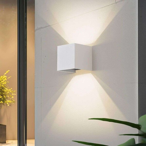 Lindby - Dara Square LED Smart На открито Стенна лампа Бял Lindby