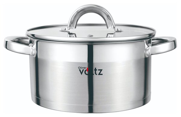 Тенджера Oliver Voltz OV51210S18, 2.6 л, 18x10.5 см, Мерителна скала, Дебело дъно, Индукция, Инокс