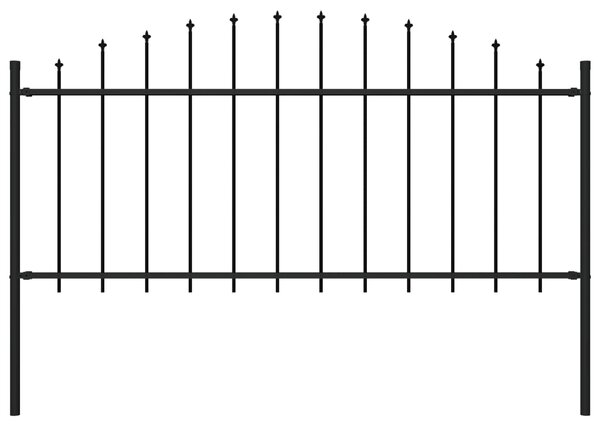 VidaXL Градинска ограда с връх пика, стомана, (0,5-0,75)x1,7 м, черна