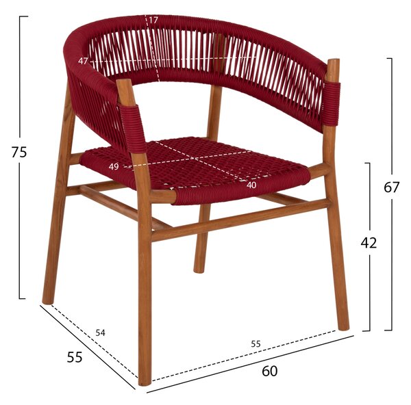 Кресло цвят натурал-червен