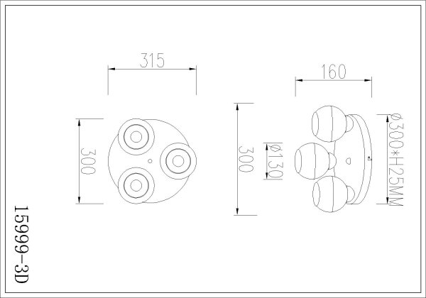 Globo 15999-3D - Таванно осветително тяло RAGUSA 3xE27/60W/230V Ø 31,5 см